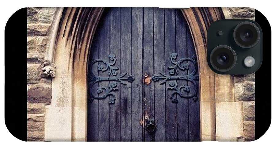Antique iPhone Case featuring the photograph #church #door #ornate #lock #hinge by Boo Mason