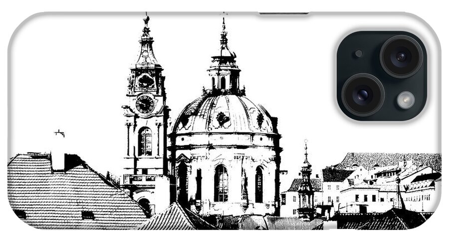 Prague iPhone Case featuring the digital art Church of St Nikolas by Michal Boubin