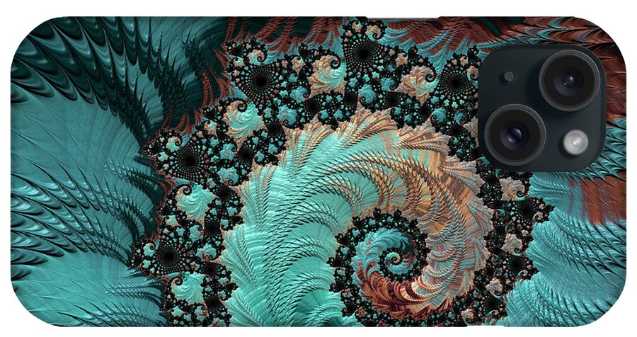 Churning Sea Art iPhone Case featuring the digital art Churning Sea Fractal by Bonnie Bruno