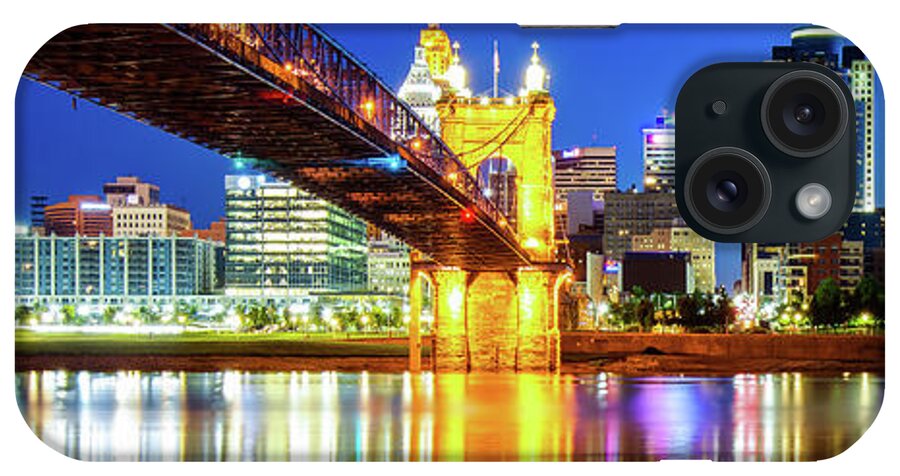 Cincinnati Panoramic iPhone Case featuring the photograph Cincinnati Ohio Panoramic Skyline Reflections by Gregory Ballos