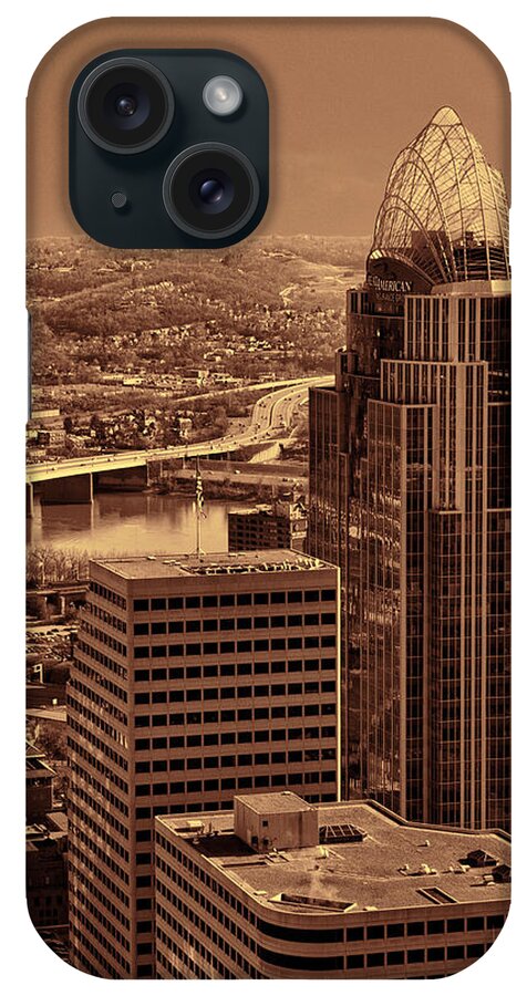 Cincinnati View In Sepia No. 2 iPhone Case featuring the photograph Cincinnati View in Sepia no.2 by Phyllis Taylor