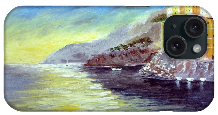 Cinque Terre iPhone Case featuring the painting Cinque Terre Dreams by Larry Cirigliano