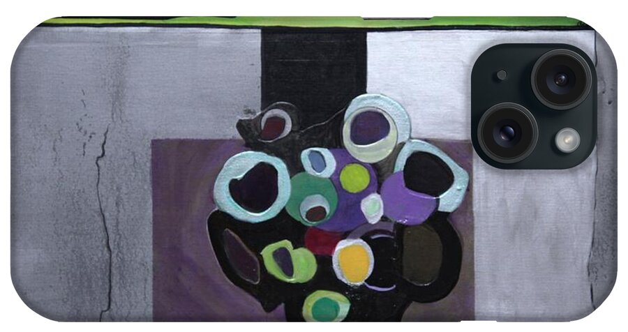 Abstract iPhone Case featuring the painting Circles Of Celadon by Marlene Burns