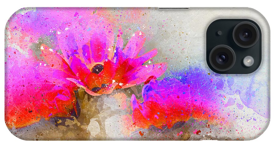 Circus Flowers Floral Plant Nature Hot Pink Pastels Bright Watercolor Effect Digital Art Photography Peggy Cooper Cooperhouse Impressionist Modern Impressionism iPhone Case featuring the digital art Circus Flowers by Peggy Cooper-Hendon