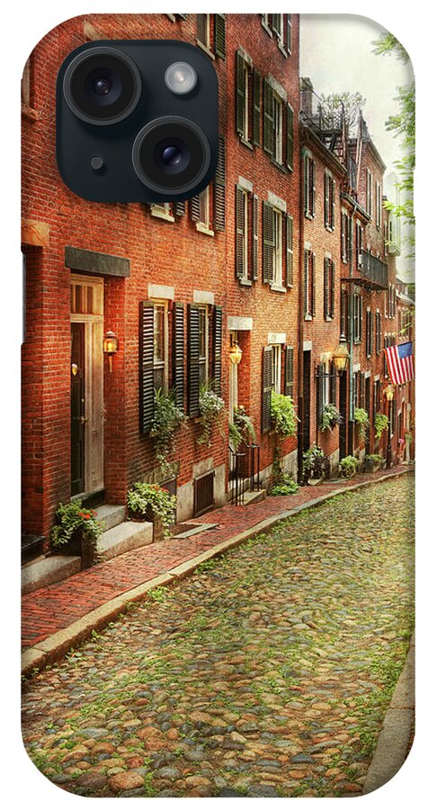 Boston iPhone Case featuring the photograph City - Boston MA - Acorn Street by Mike Savad