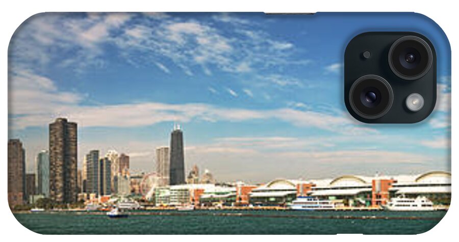 Chicago iPhone Case featuring the photograph City - Chicago IL - Chicago Skyline and The Navy Pier by Mike Savad