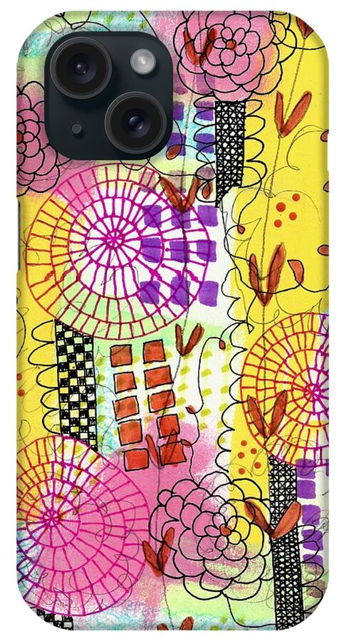 City iPhone Case featuring the mixed media City Flower Garden by Lisa Noneman
