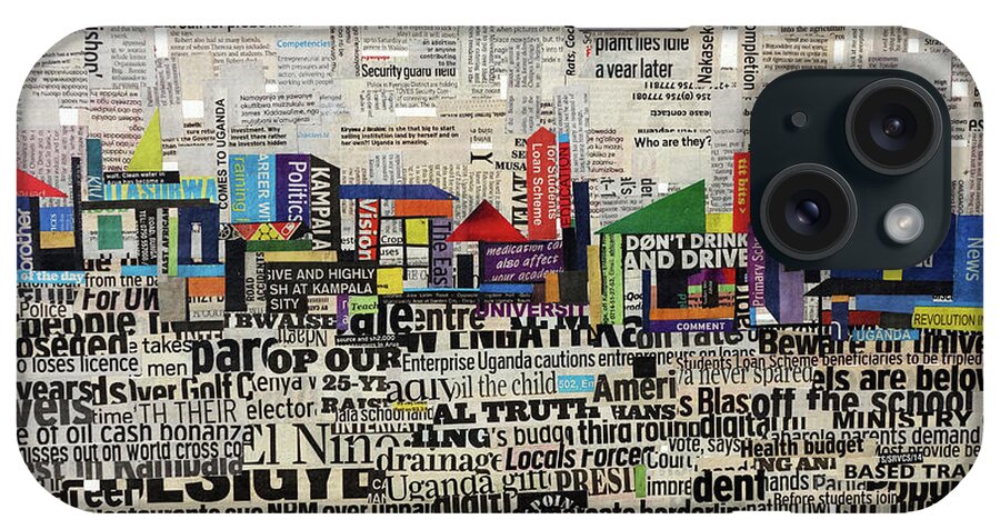 Collage iPhone Case featuring the mixed media City Scape by Ronex Ahimbisibwe