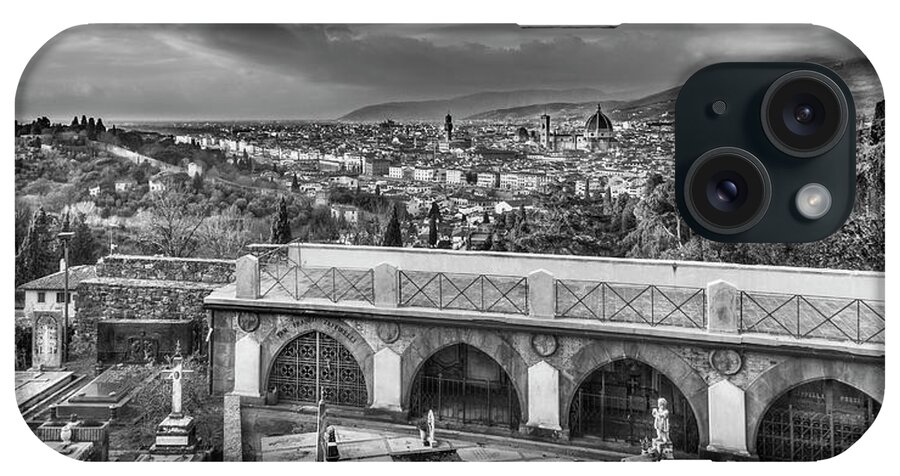 Cemetery iPhone Case featuring the photograph Cityscape of Florence and cemetery by Sonny Marcyan