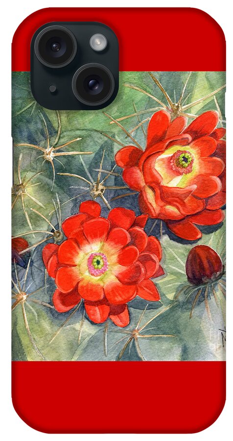 Claret Cup iPhone Case featuring the painting Claret Cup Cactus by Marilyn Smith
