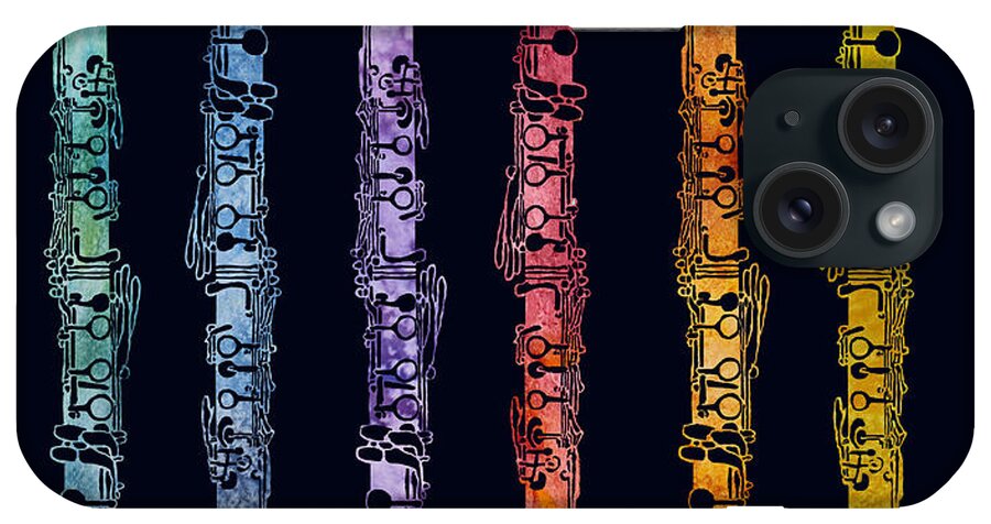 Clarinets iPhone Case featuring the digital art Clarinet Rainbow by Jenny Armitage