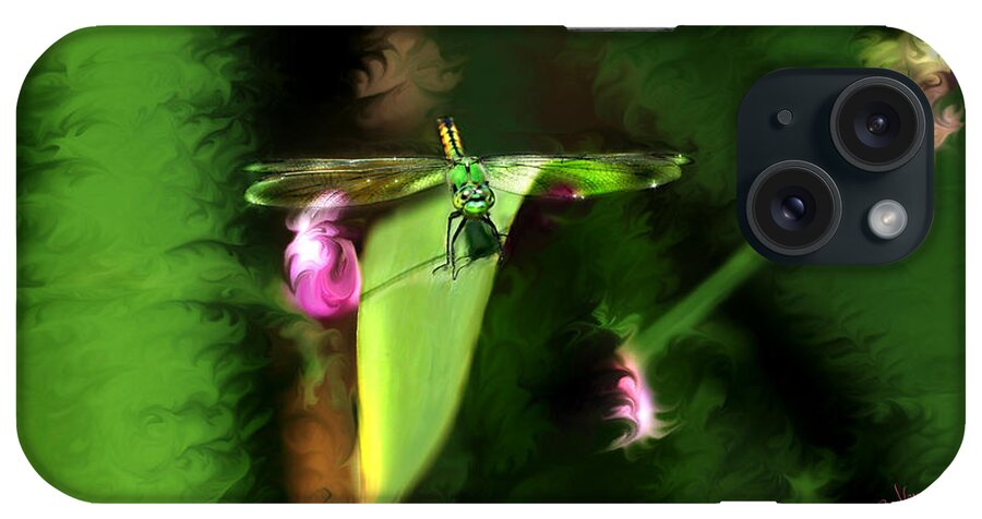 Dragonfly iPhone Case featuring the digital art Cleared for Take Off by Lisa Redfern