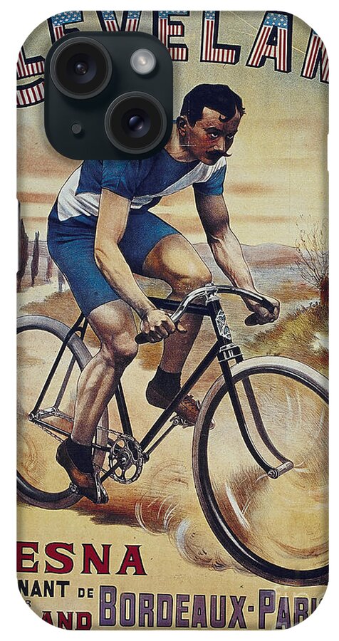 Cleveland iPhone Case featuring the painting Cleveland Lesna Cleveland Gagnant Bordeaux Paris 1901 Vintage cycle poster by Vintage Collectables