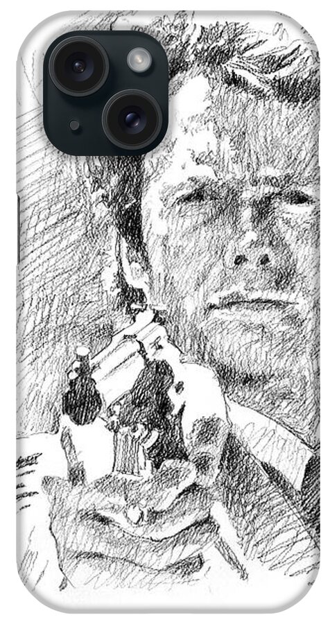 Clint Eastwood iPhone Case featuring the drawing Clint Eastwood as Callahan by David Lloyd Glover