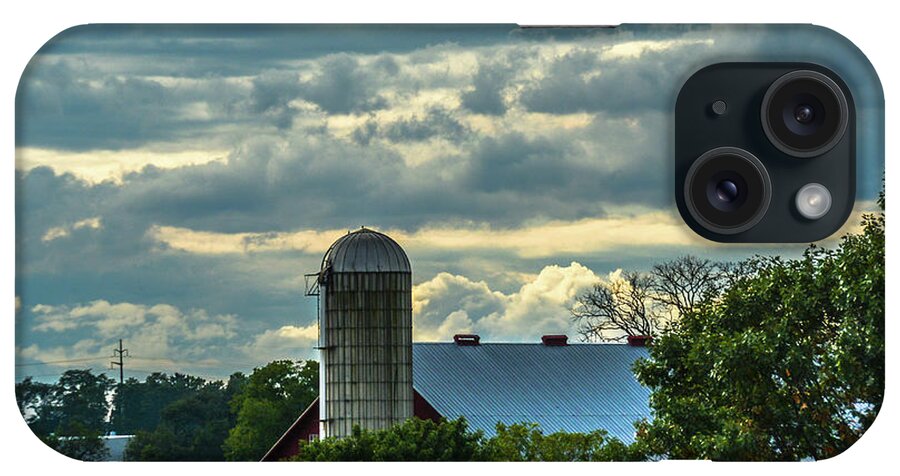 Cloudscape iPhone Case featuring the photograph Clouds and Light on a Barn by Tana Reiff