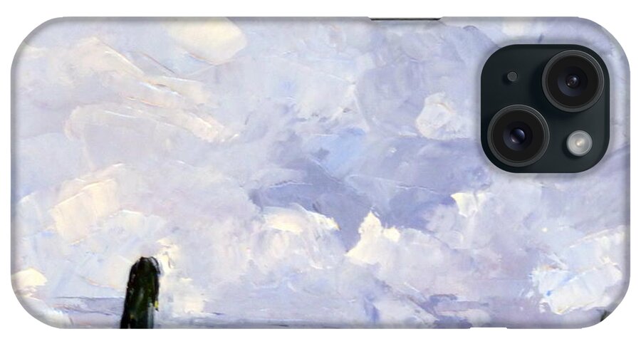 Oil Painting iPhone Case featuring the painting Clouds Building by Susan Woodward