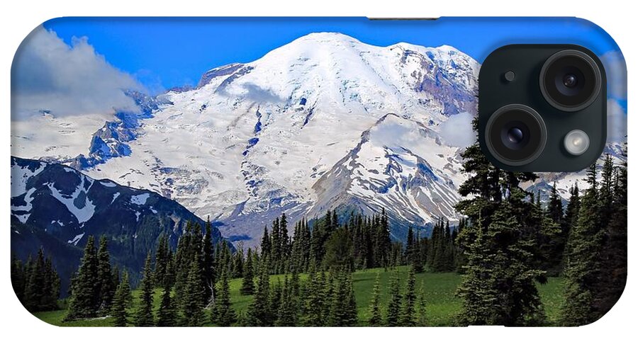 Clouds Clearing At Mount Rainier 2 iPhone Case featuring the photograph Clouds clearing at Mount Rainier 2 by Lynn Hopwood