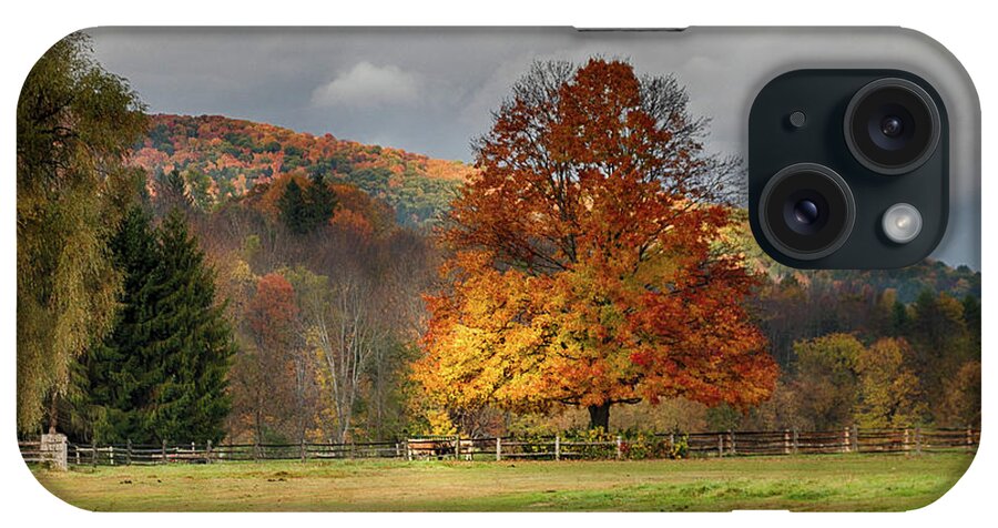Vermont Fall Foliage iPhone Case featuring the photograph Clouds part over Marsh Billings-Rockefeller NHP by Jeff Folger