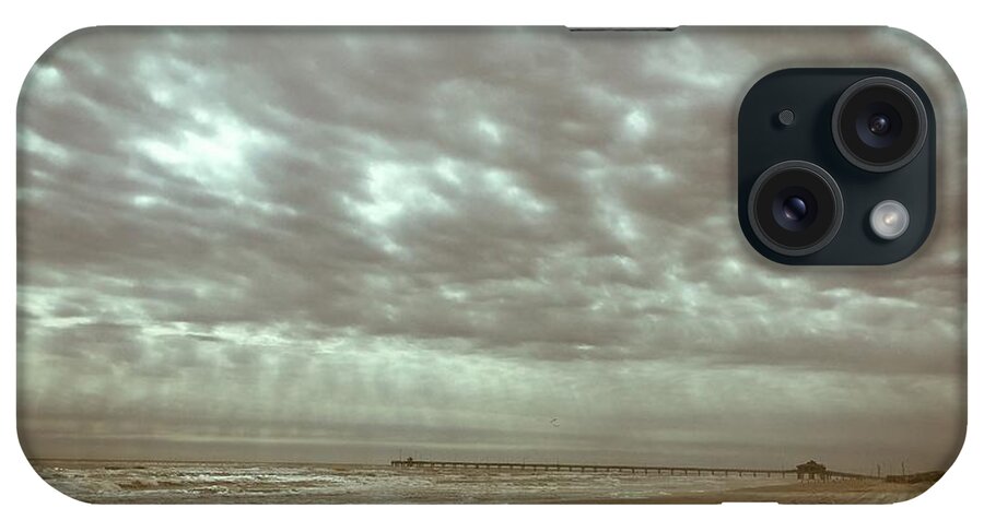 Cloudy Day At The Beach iPhone Case featuring the photograph Cloudy Day at the Beach by Debra Martz