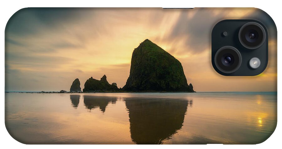 Oregon iPhone Case featuring the photograph Cloudy Sunset at Cannon Beach by James Udall
