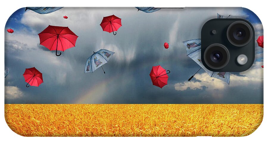 Field iPhone Case featuring the photograph Cloudy With A Chance Of Umbrellas by Bob Christopher