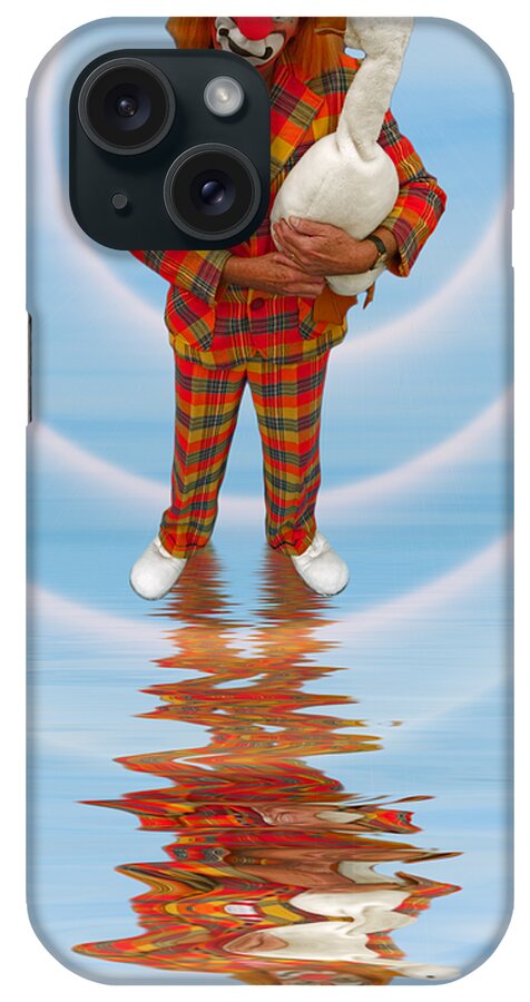 Clown iPhone Case featuring the photograph Clown with Goose A173318 2x1 by Rolf Bertram