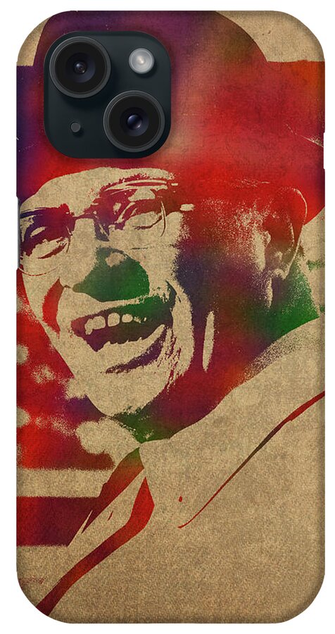 Coach iPhone Case featuring the mixed media Coach Vince Lombardi Watercolor Portrait by Design Turnpike