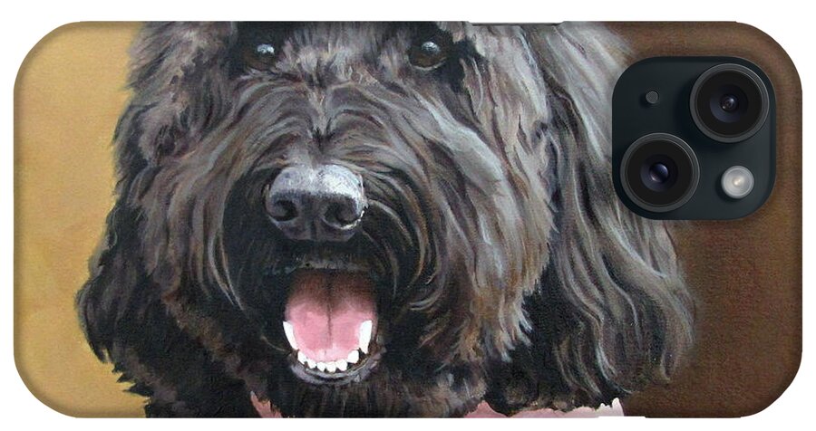 Dog Portrait iPhone Case featuring the painting Coal by Sandra Chase