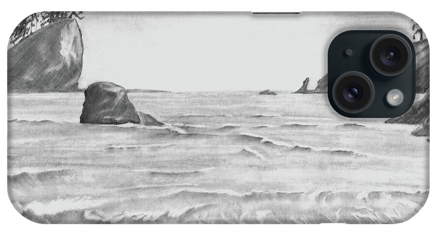 Second Beach iPhone Case featuring the drawing Coastal Beach by Terry Frederick