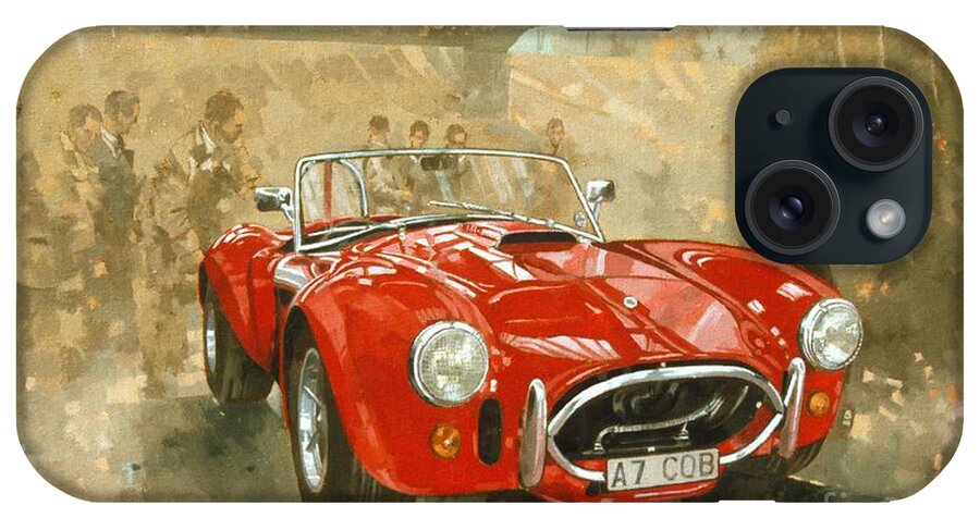 Sports Car iPhone Case featuring the painting Cobra at Brooklands by Peter Miller