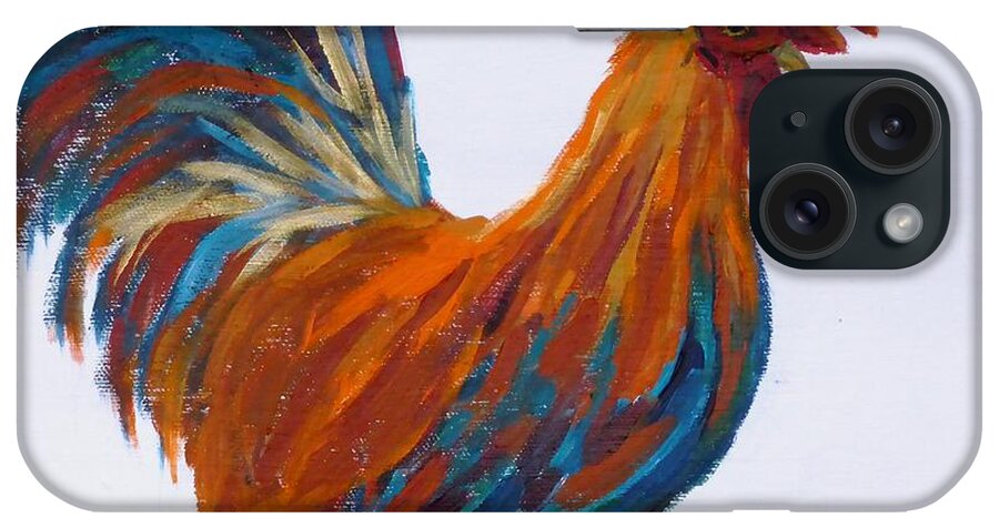 Rooster iPhone Case featuring the painting Cock-a-doodle-doo by Diane Arlitt