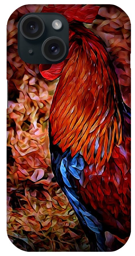 Digital Art iPhone Case featuring the digital art Cock Rooster by Artful Oasis