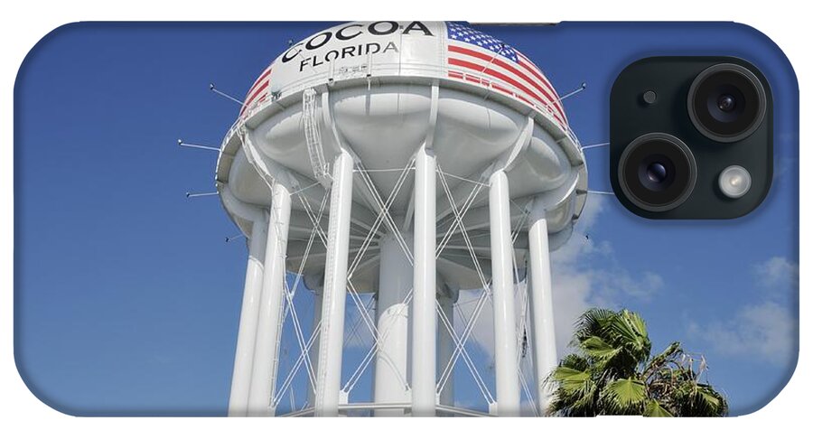 Water Tower iPhone Case featuring the photograph Cocoa Water Tower with American Flag by Bradford Martin