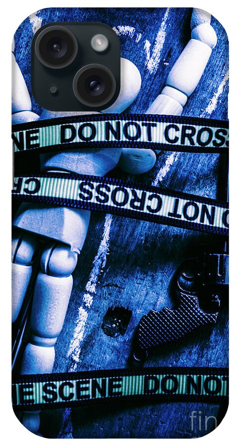 Gun iPhone Case featuring the photograph Code blue CSI by Jorgo Photography