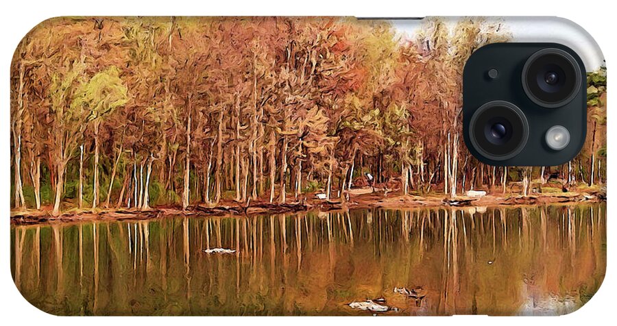 Coe Lake iPhone Case featuring the digital art Coe Lake at Gloamin' by Gary Olsen-Hasek