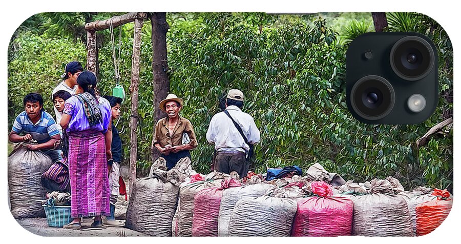 Coffee iPhone Case featuring the photograph Coffee pickers in Guatemala by Tatiana Travelways