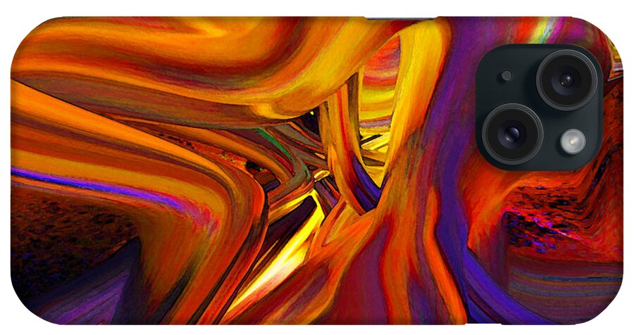 Original Modern Art Abstract Contemporary Vivid Colors iPhone Case featuring the digital art Collapse by Phillip Mossbarger
