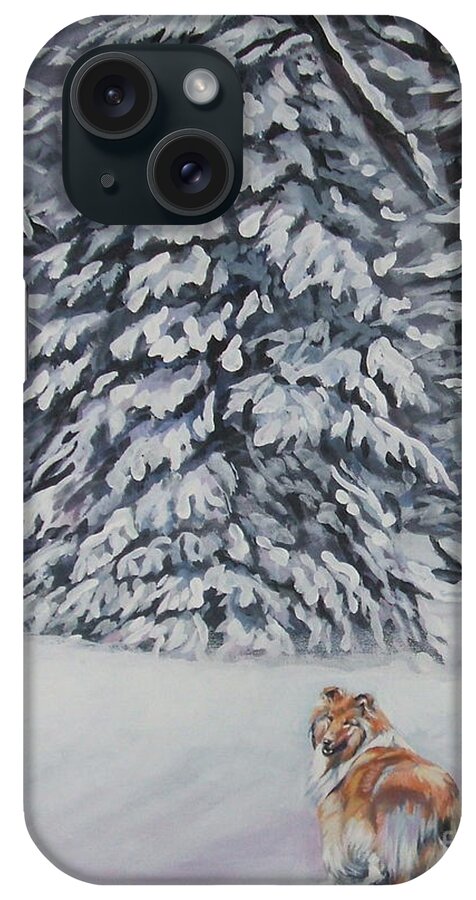 Collie iPhone Case featuring the painting Collie sable Christmas tree by Lee Ann Shepard