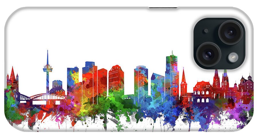 Cologne iPhone Case featuring the digital art Cologne City Skyline Watercolor 2 by Bekim M