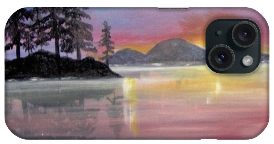 Color iPhone Case featuring the painting Colored Lake by Saundra Johnson