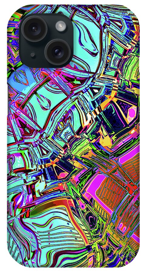 Collage iPhone Case featuring the digital art Colorful Automotive Pop Art by Phil Perkins