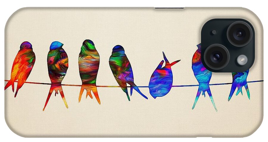 Birds iPhone Case featuring the painting Colorful Birds by Lilia S