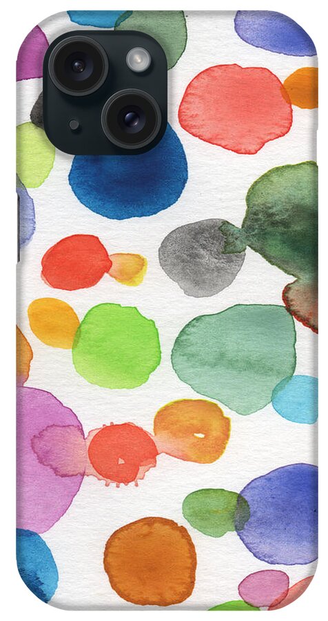 Abstract Watercolor Art iPhone Case featuring the painting Colorful Bubbles by Linda Woods