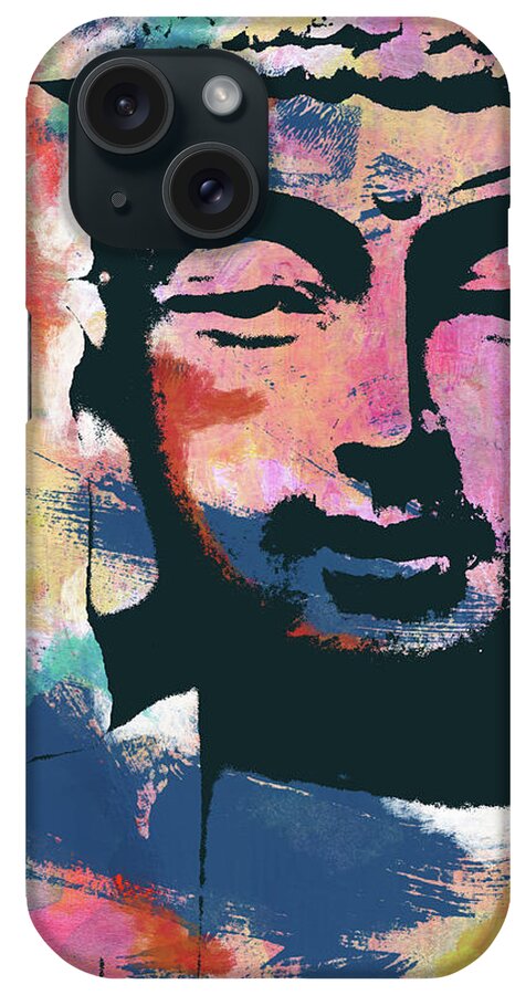 Buddha iPhone Case featuring the mixed media Colorful Buddha 2- Art by Linda Woods by Linda Woods