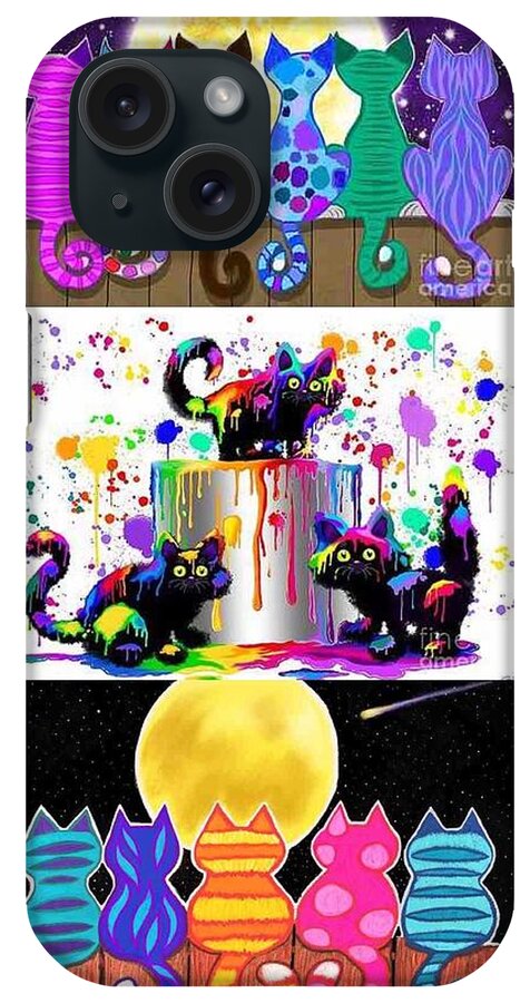 Cats iPhone Case featuring the painting Colorful Cat Collage by Nick Gustafson