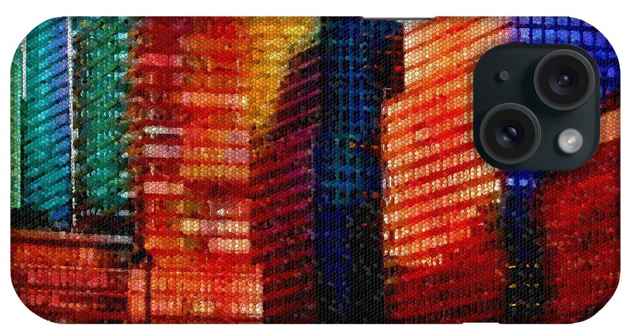 Colorful iPhone Case featuring the digital art Colorful City Abstract Mosaic by Shelli Fitzpatrick