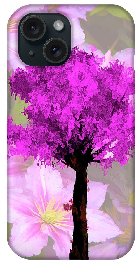 Appalachia iPhone Case featuring the photograph Colorful Floral Art Cherry Tree Abstract Painting by Debra and Dave Vanderlaan