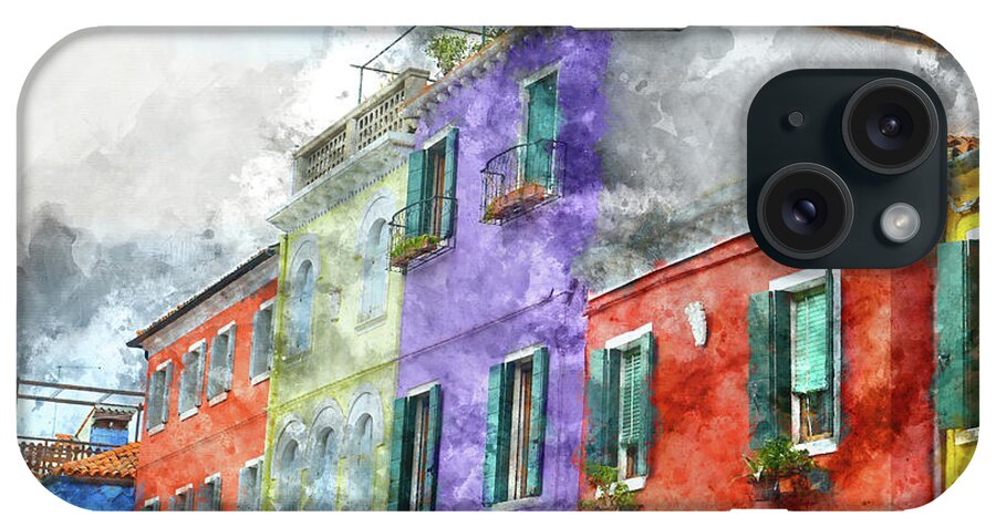 Nobody iPhone Case featuring the photograph Colorful Homes In Burano Island Venice Italy by Brandon Bourdages