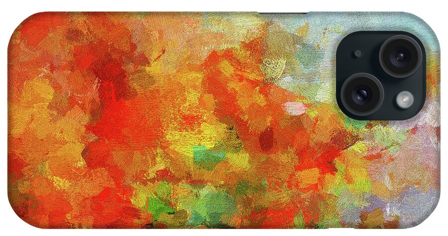 Abstract iPhone Case featuring the painting Colorful Landscape Art in Abstract Style by Inspirowl Design