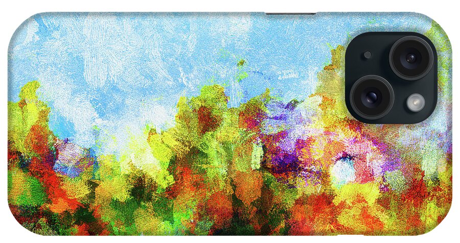 Abstract iPhone Case featuring the painting Colorful Landscape Painting in Abstract Style by Inspirowl Design